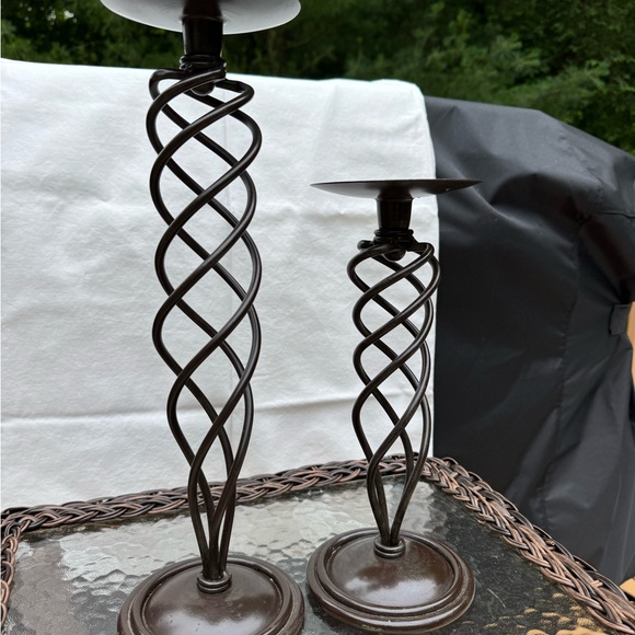 Elegant Brown Spiral Candle Holders set of (2) - Picture 9 of 15